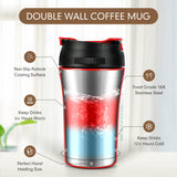 BELANKO™ 14 OZ Coffee Tumbler with Straw - Cherry Red