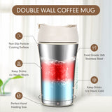 BELANKO™ 14 OZ Coffee Tumbler with Straw - Arctic White