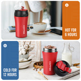 BELANKO™ 14 OZ Coffee Tumbler with Straw - Cherry Red