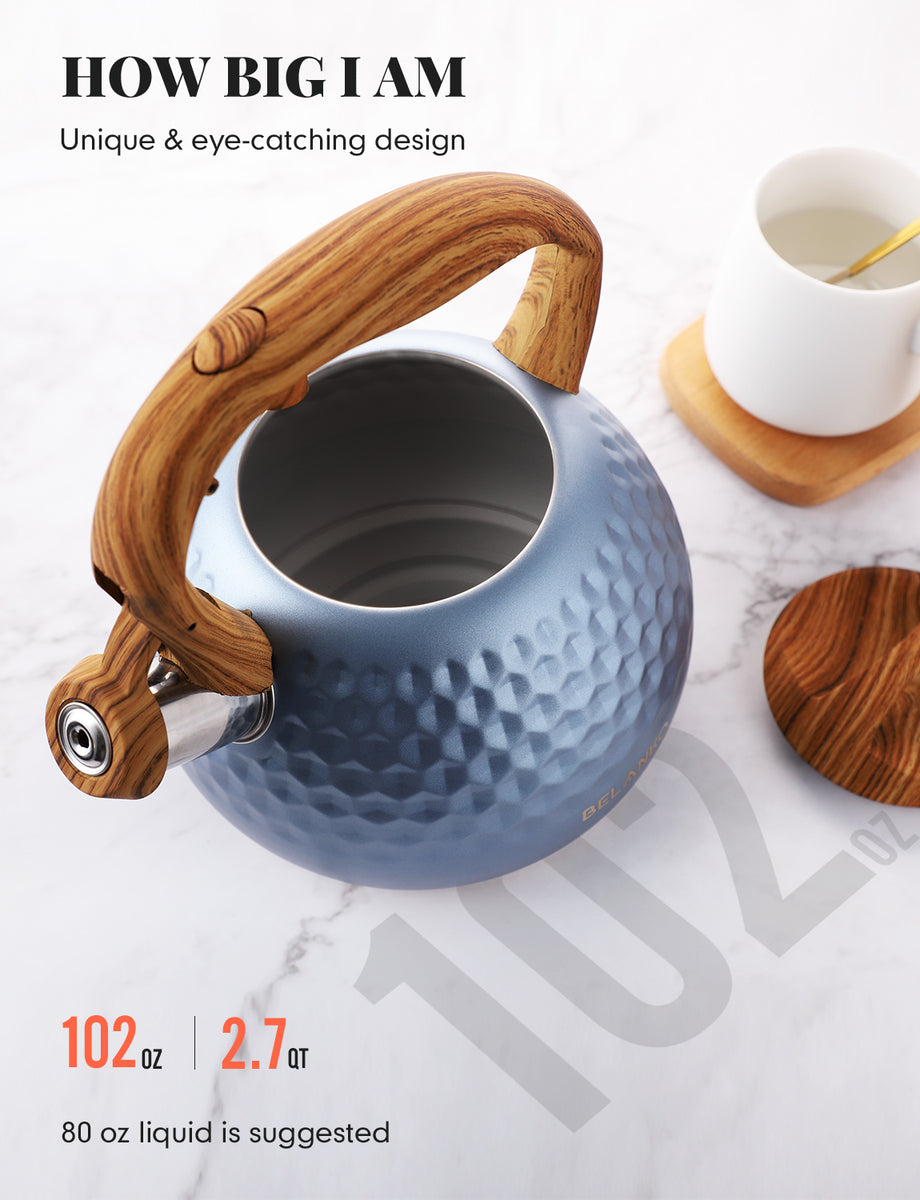 BELANKO™ 2.3 Quart Whistling Starry Tea Kettle - Blue