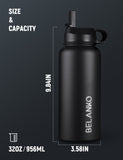 BELANKO™ 32 Oz Water Bottle - Jet Black