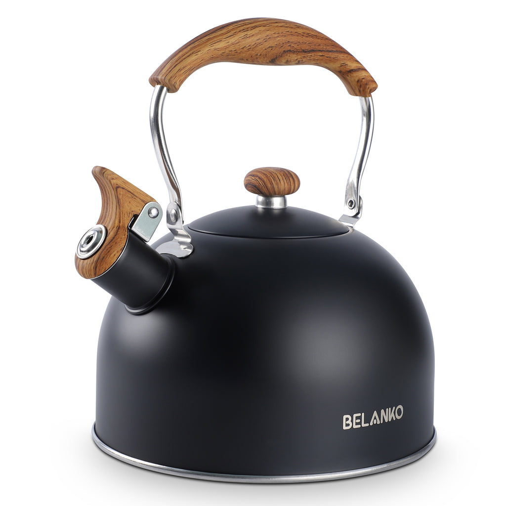 BELANKO™ 2.3 Quart Whistling Folding Handle Tea Kettle - Milk White