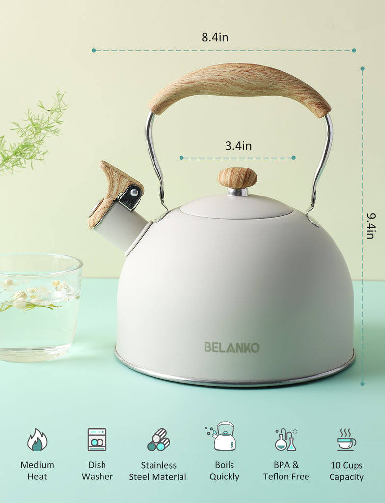 BELANKO™ 2.3 Quart Whistling Starry Tea Kettle - Zinc Gray